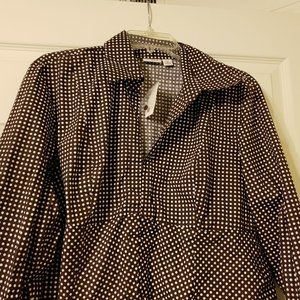 NWT Beautiful Brown & White Polka Dot Blouse